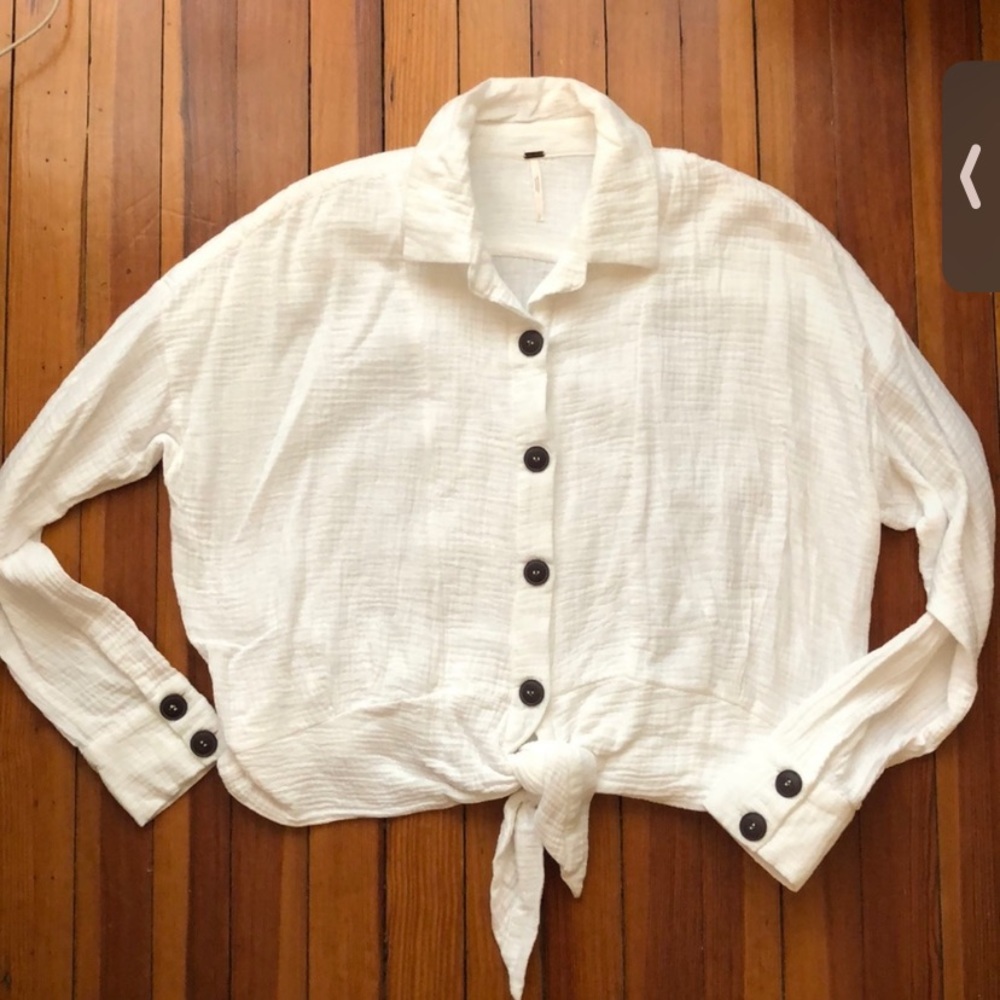 Free People Sunstreaks Tie Front Top Sz L